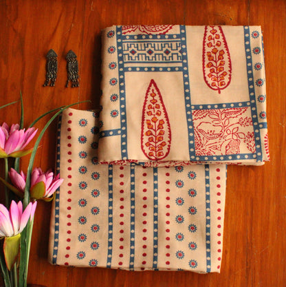 Muslin Printed Combo Set  (Top & Bottom 2.5 Meters Each)