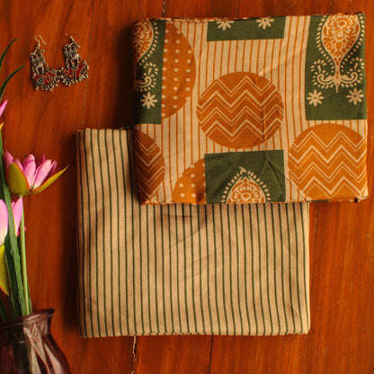 Muslin Printed Combo Set  (Top & Bottom 2.5 Meters Each)