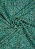 Aqua Green Chevron Digital Printed Pure Muslin Fabric