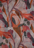 Light Orange & Multicolor Vintage Floral Printed Pure Chinon Fabric