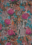 Multicolor Floral Garden Printed Pure Chinon Fabric