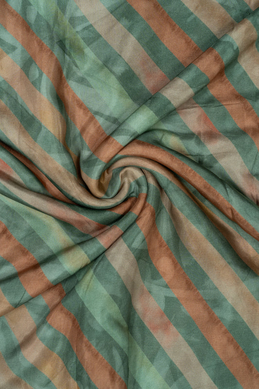 Multicolor Stripes Printed Pure Muslin Fabric (Width 44 Inches)