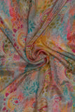 Multicolor Abstract Printed Pure Chinon Fabric