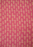 Peach & Yellow Pure Cotton Hand Block Printed Fabric