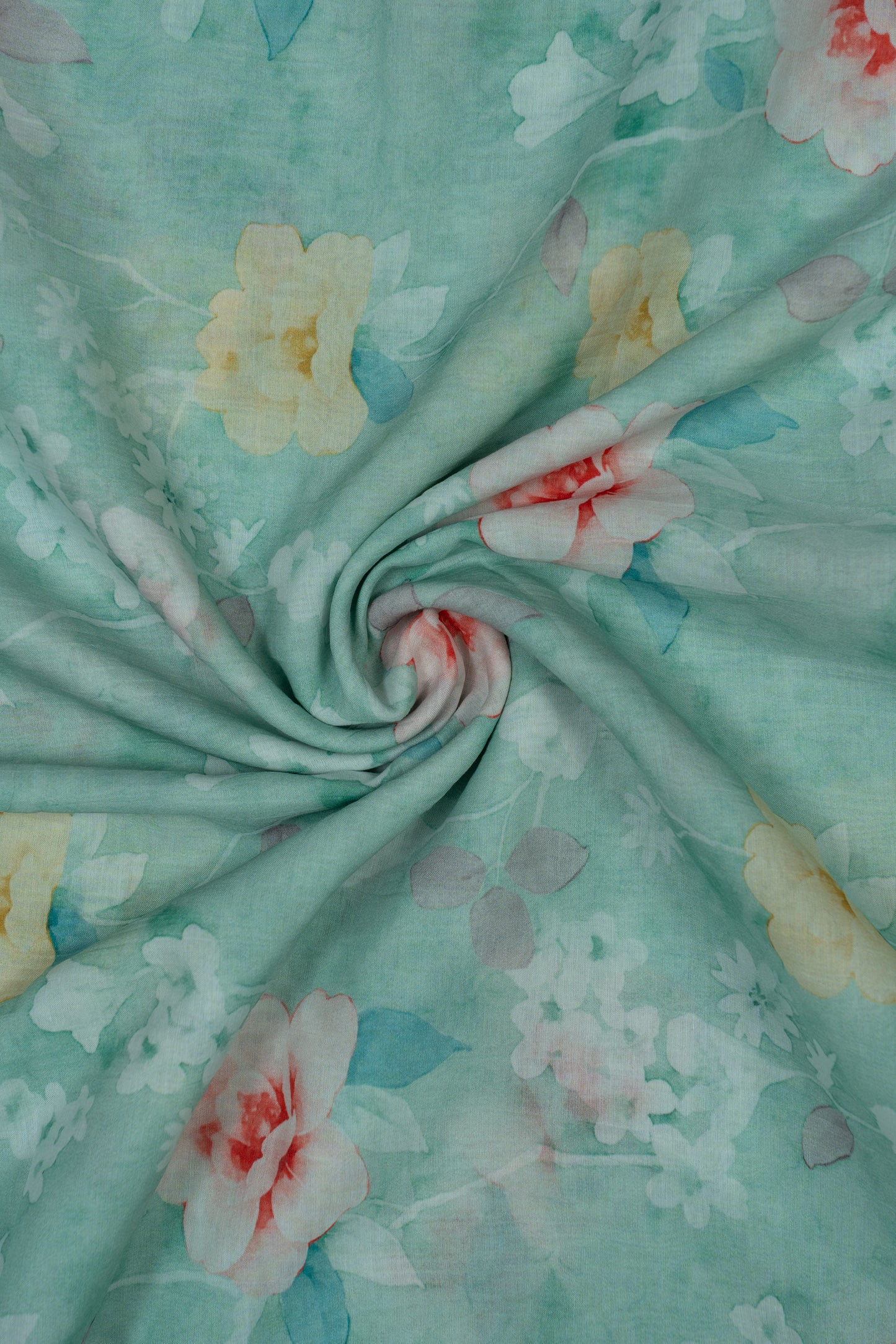 Pink & Yellow Flower Printed Pure Malai Chanderi Fabric ( Width 44 Inches)