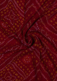 Merlot Red Bandhani Printed Pure Georgette Fabric