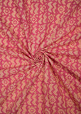 Peach Color Chevron Pure Cotton Hand Block Printed Fabric