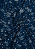 Indigo Blue Floral Printed Pure Cotton Fabric