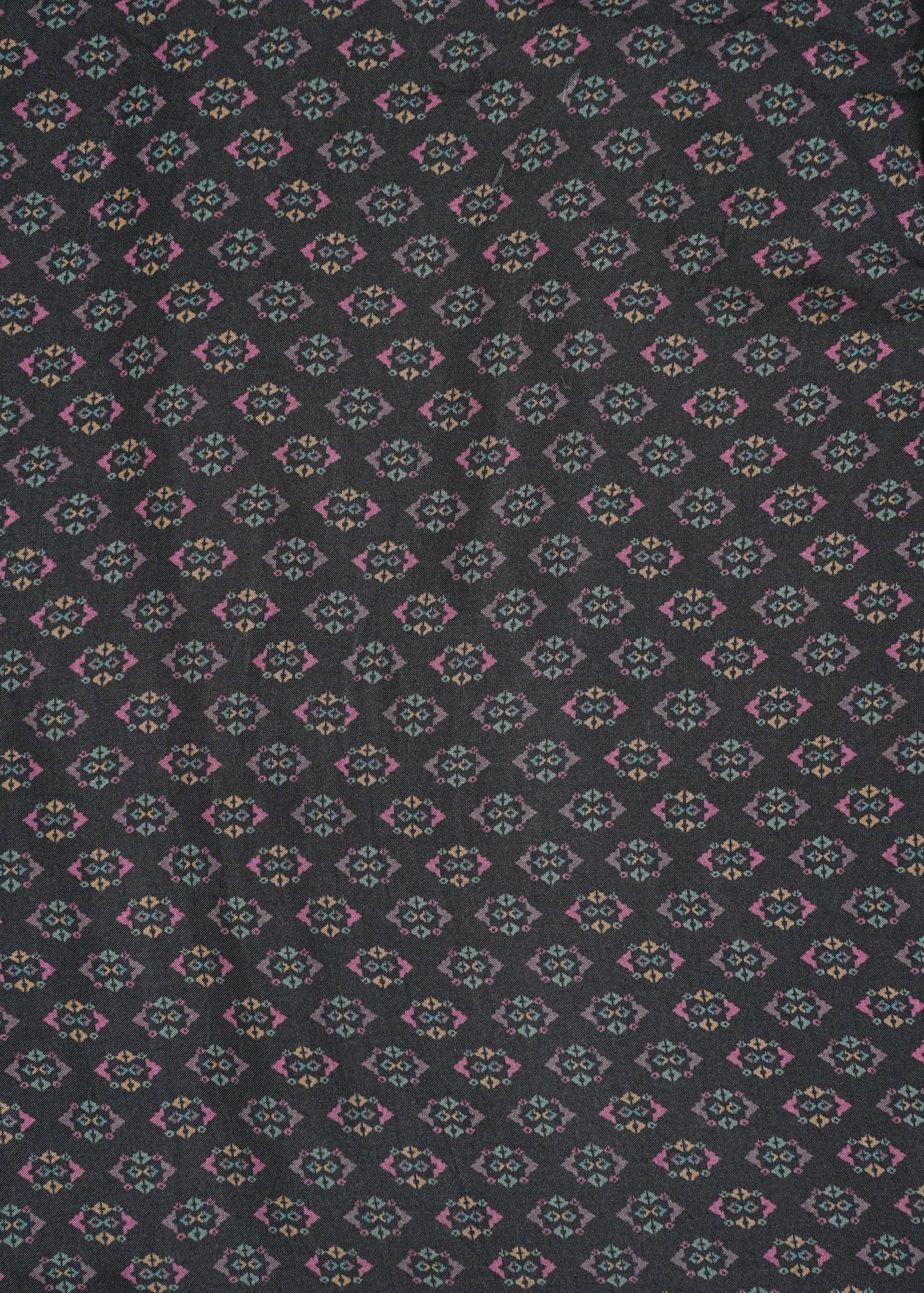 Charcoal Grey Abstract Pure Muslin Printed Fabric