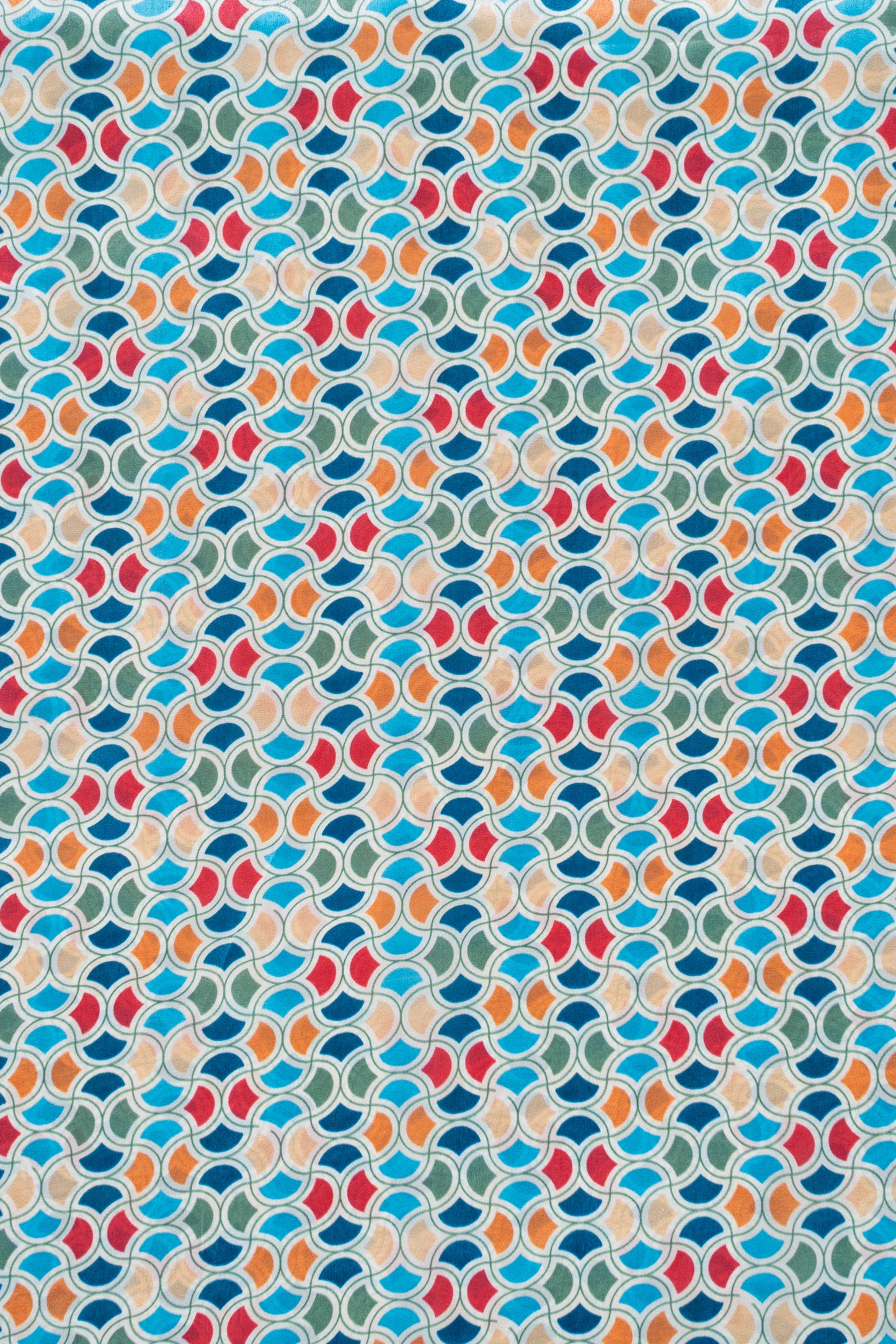 Multicolor Abstract Printed Pure Natural Crepe Fabric (Width 44 Inches)
