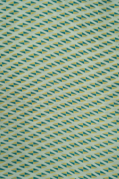 Green Color Chevron Printed Pure Muslin Fabric (Width 44 Inches)