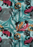 Sky Blue & Multicolor Abstract Printed Pure Chinon Fabric