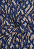 Dark Blue & Cream Vintage Pure Muslin Printed Fabric