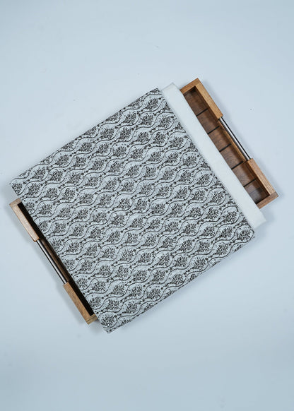 Unisex White & Green Tribal Stripes Pure Cotton Kurta Fabric And White Pure Cotton Pyjama Fabric (2.5 Meters)