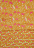 Mustard Yellow Geometric Floral Printed Pure Muslin Matching Set (Top & Bottom 2.5 Meters)