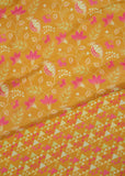 Mustard Yellow Geometric Floral Printed Pure Muslin Matching Set (Top & Bottom 2.5 Meters)