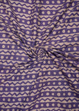 Purple & Beige Stripes Pure Cotton Hand Block Printed Fabric