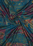 Prussian Blue & Multicolor Abstract Pure Muslin Printed Fabric