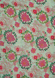 Mint Green & Colourful Floral Printed Pure Muslin Fabric (Width 48 Inches)