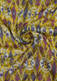 Yellow Ikkat Patola Printed Pure Chinon Fabric