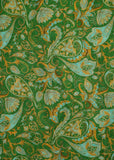 Green & Yellow Paisley Printed Pure Chinon Fabric