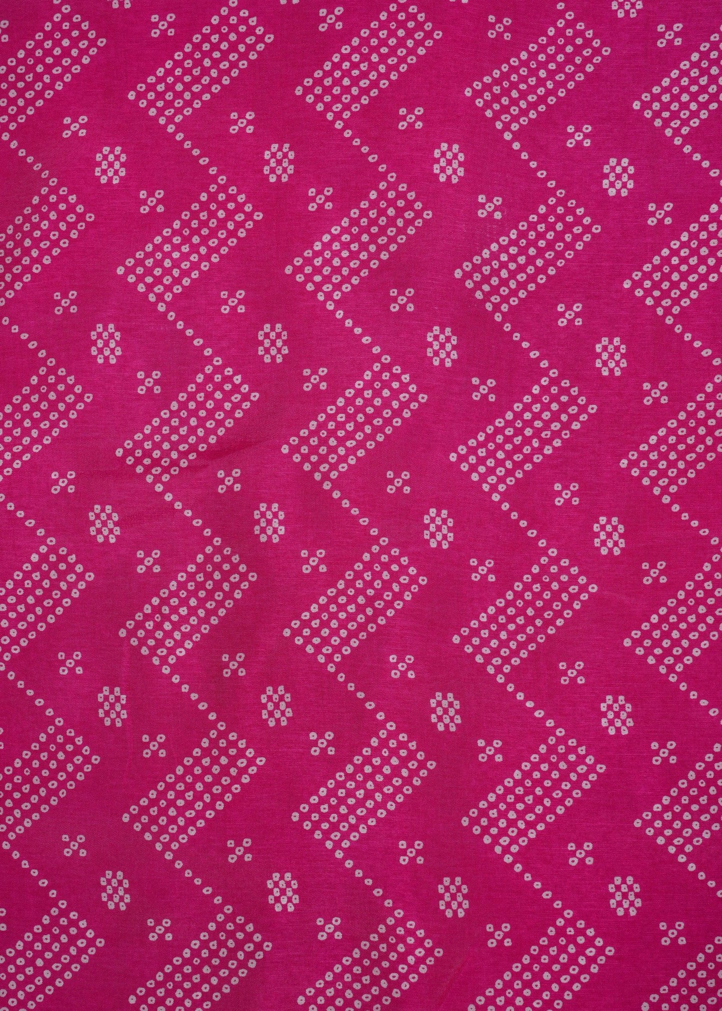 Rani Pink Color Chevron Pure Russian Silk Printed Fabric