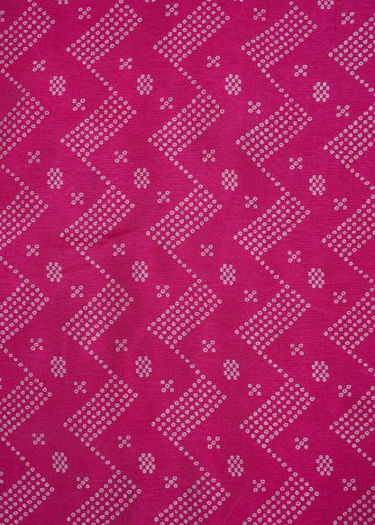 Rani Pink Color Chevron Pure Russian Silk Printed Fabric