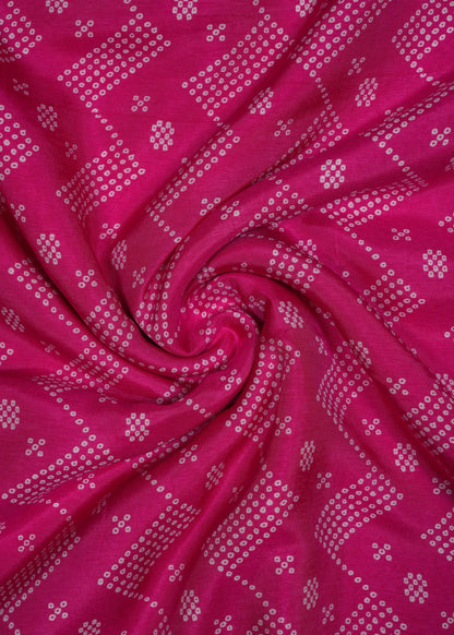 Rani Pink Color Chevron Pure Russian Silk Printed Fabric
