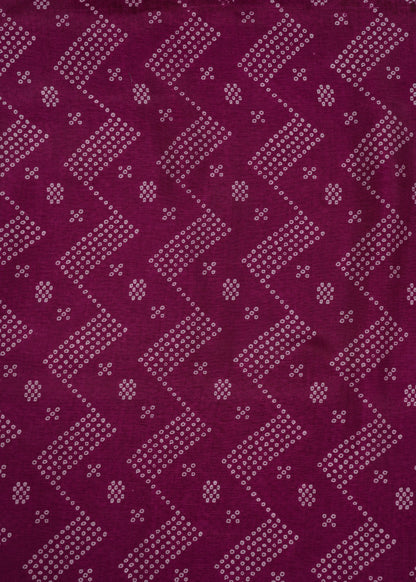 Dark Magenta Chevron Pure Russian Silk Printed Fabric