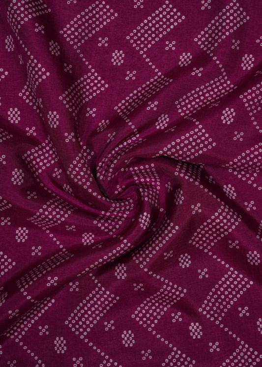 Dark Magenta Chevron Pure Russian Silk Printed Fabric