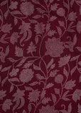 Merlot Red Egyptian Flower Printed Pure Russian Silk Fabric