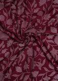 Merlot Red Egyptian Flower Printed Pure Russian Silk Fabric