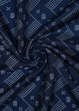 Dark Blue Chevron Pure Russian Silk Printed Fabric