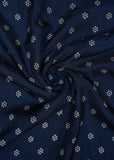 Dark Blue Bandhani Printed Pure Russian Silk Fabric