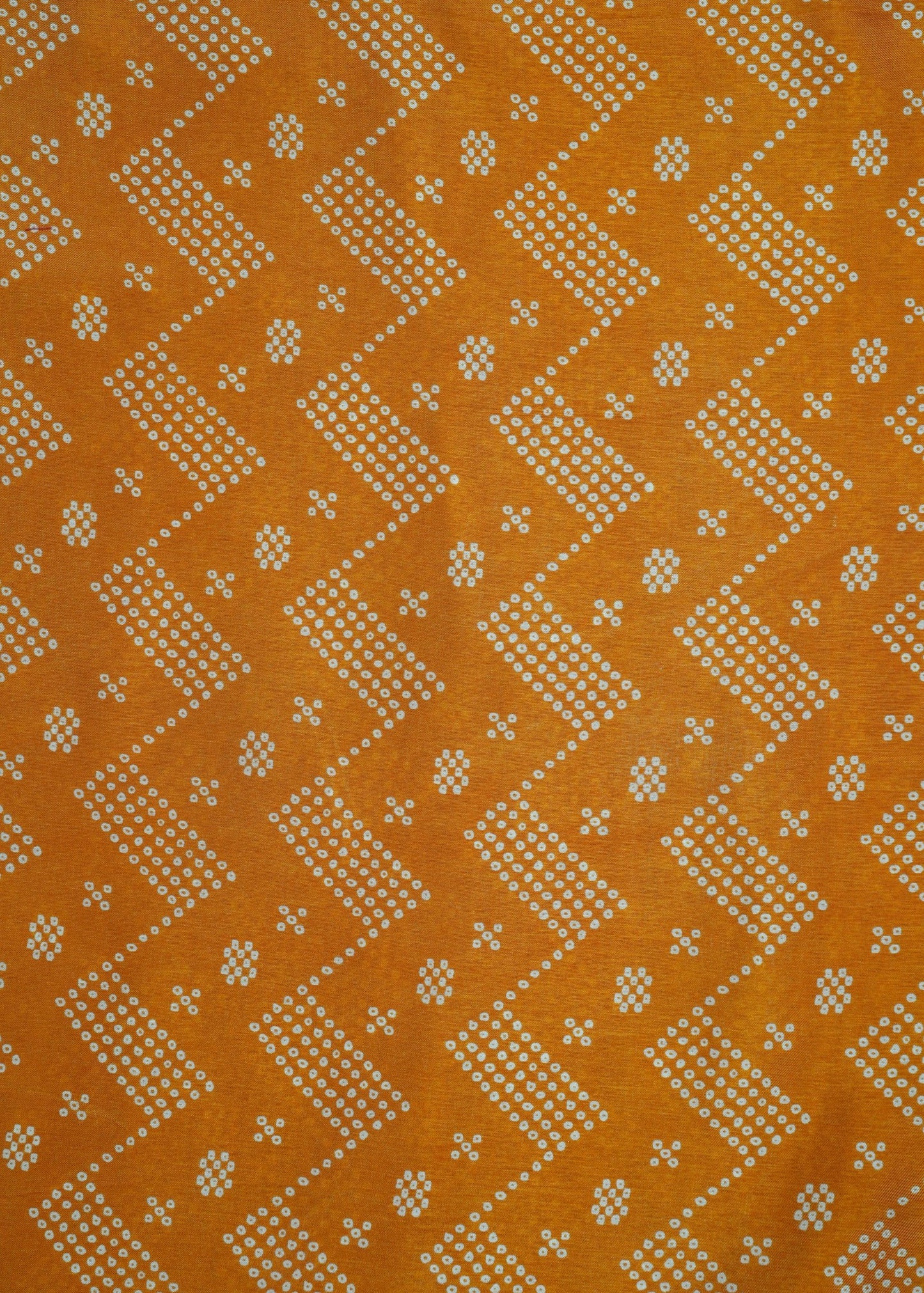 Mustard Yellow Chevron Printed Pure Russian Silk Fabric