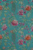 Bright Turquoise Floral Printed Pure Cotton Fabric