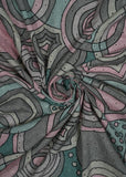 Grey & Multicolour Geometric Printed Pure Cotton Schiffli Embroidered Fabric (Width 58 Inches)