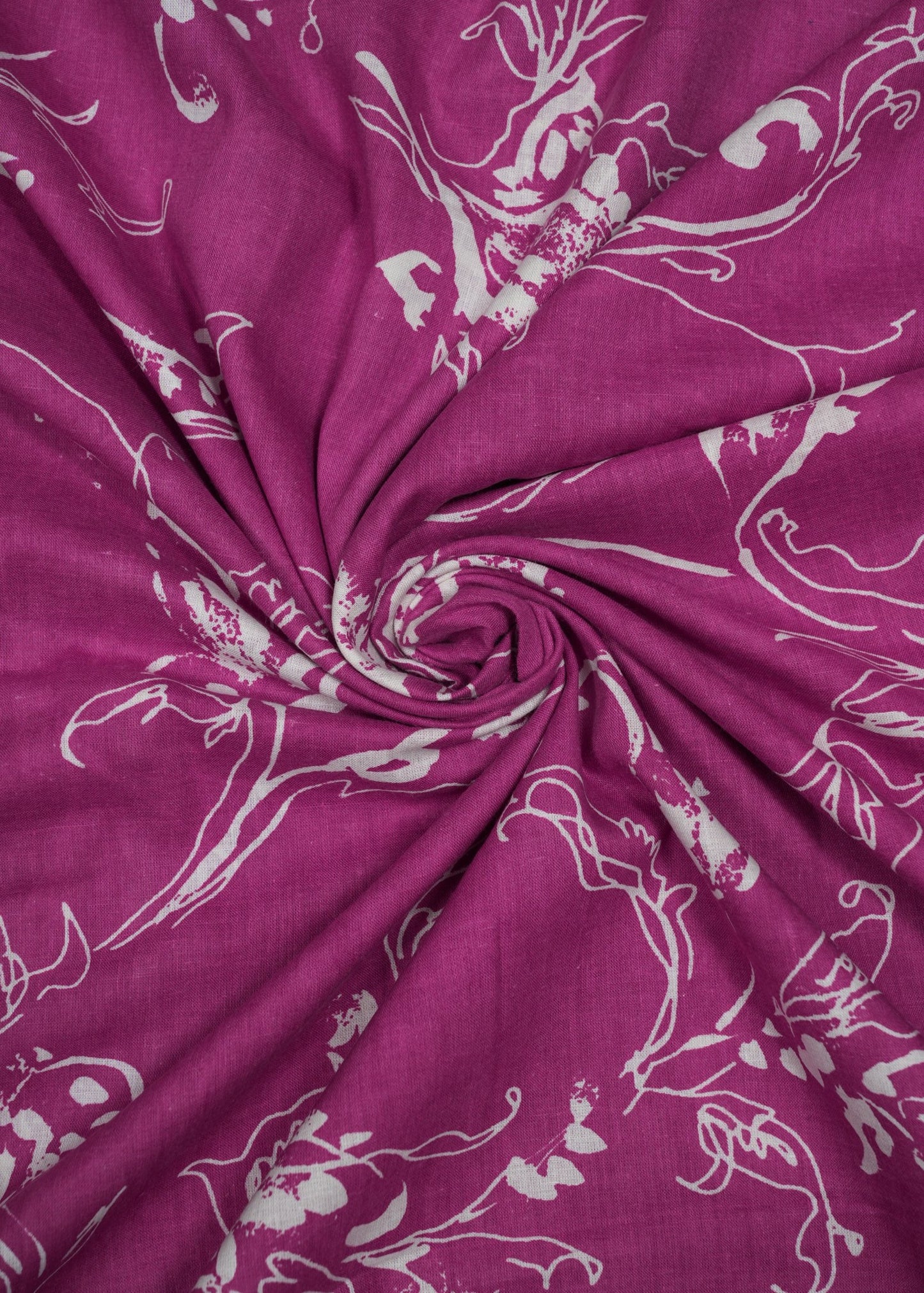 Magenta & White Color Abstract Printed Pure Cotton Fabric