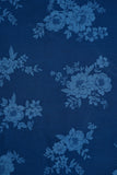 Navy Blue Floral Printed Pure Cotton Fabric