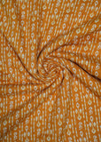 Mustard Yellow & White Geometric Printed Pure Cotton Fabric