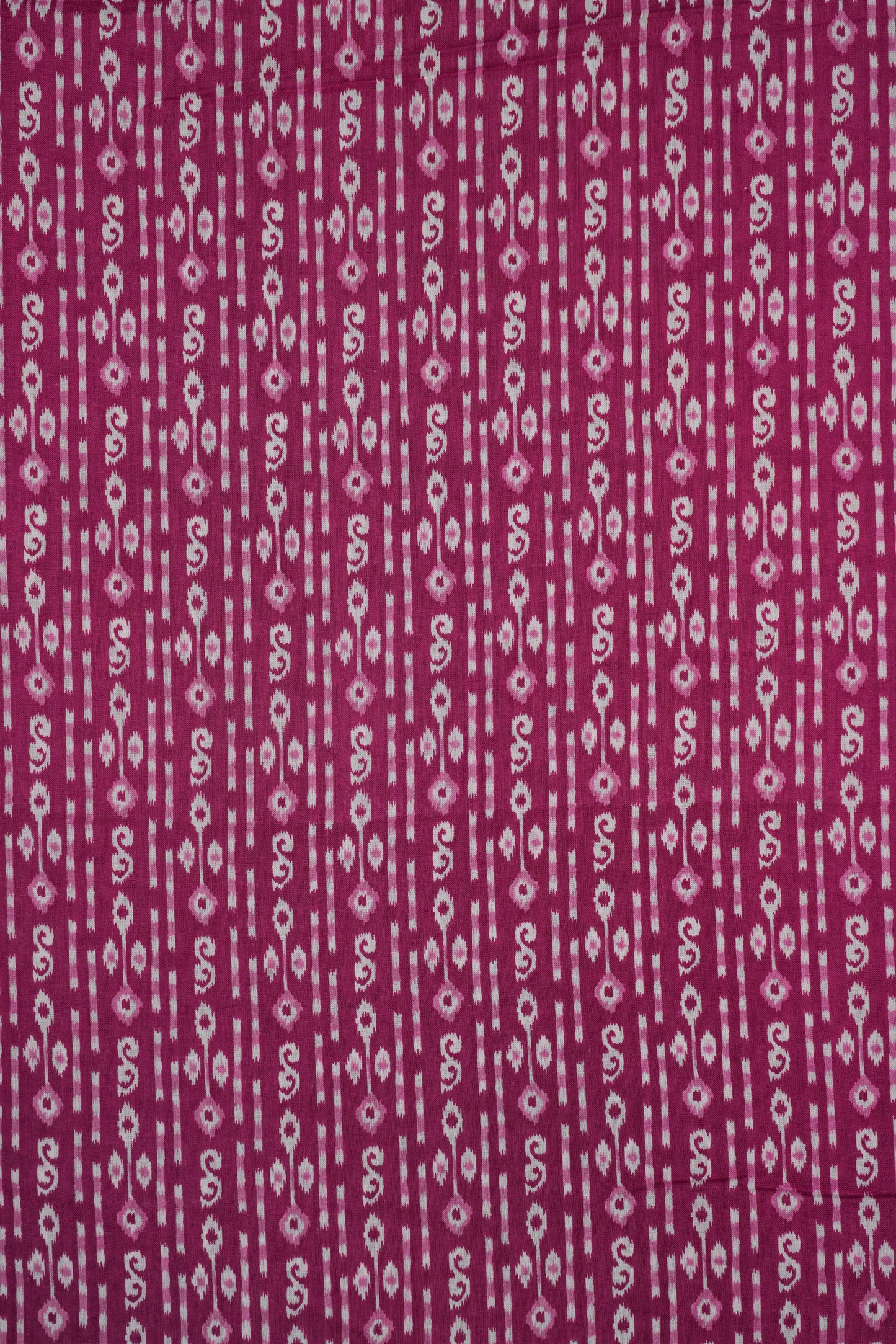 Magenta & White Geometric Printed Pure Cotton Fabric