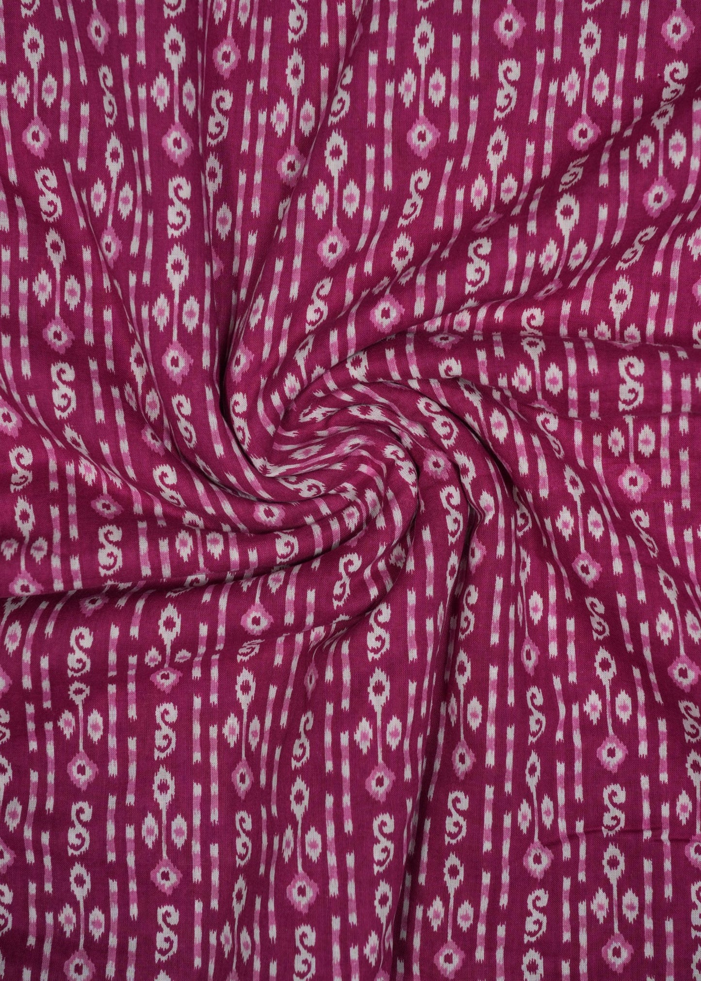 Magenta & White Geometric Printed Pure Cotton Fabric