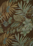 Hazel Brown & Colourful Flower Of Garden Printed Pure Chinon Fabric