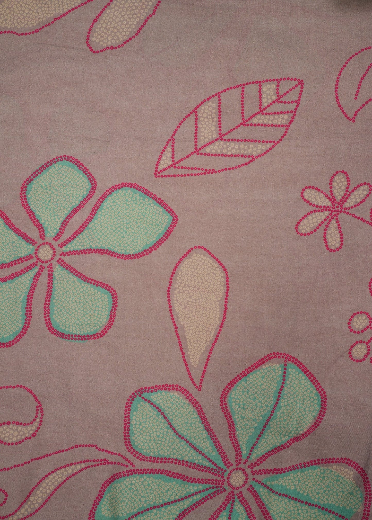 Bronze & Green Bandhani Floral Printed Pure Handloom Cotton Fabric (Width 58 Inches)
