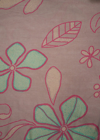 Bronze & Green Bandhani Floral Printed Pure Handloom Cotton Fabric (Width 58 Inches)