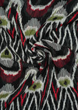 Jade Black & Multicolour Ikkat Printed Pure Chinon Fabric