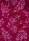 Crimson Red Color Egyptian Floral Printed Pure Chinon Fabric