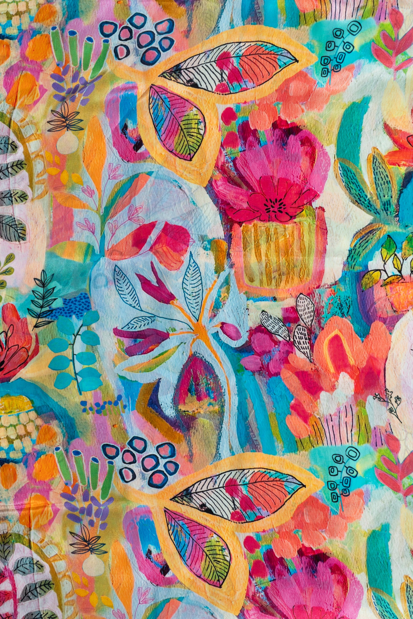 Multicolor Abstract Printed Pure Natural Crepe Fabric (Width 44 Inches)