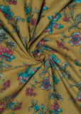 Yellow & Multicolor Floral Printed Pure Cotton Fabric