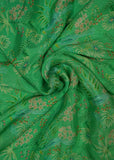 Spring Green Floral Printed Pure Chinon Fabric